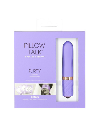 Роскошный вибратор Flirty Purple Special Edition, Сваровски, повязка на глаза+игра Pillow Talk (272615568)