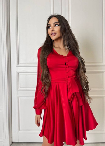 Красное вечернее платье с юбкой-солнце FashionYouWant однотонное