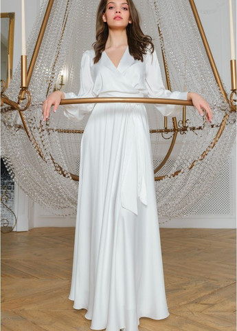 Белое вечернее платье а-силуэт, с юбкой-солнце FashionYouWant однотонное