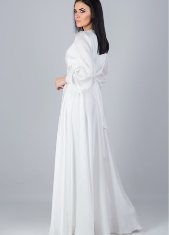 Білий вечірня плаття а-силует, з спідницею-сонце FashionYouWant однотонна