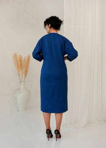 Синее деловое платье рубашка FashionYouWant однотонное