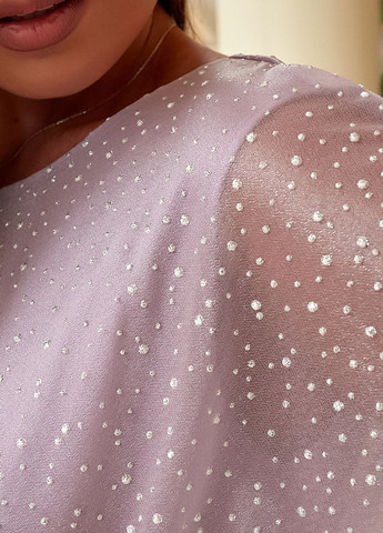 Розово-лиловое праздничный шифоновое платье макси со стразами колокол No Brand однотонное