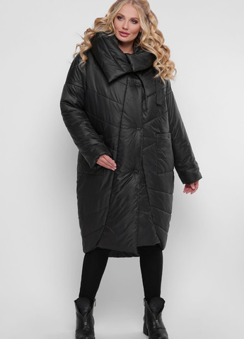 Черная зимняя длинная легкая теплая куртка Welltre