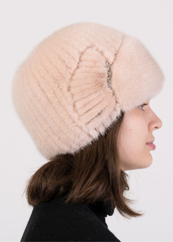 Модна жіноча в'язана норкова шапка з лобиком Меховой Стиль лобик (272821493)
