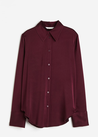 Бордовая кэжуал рубашка однотонная H&M