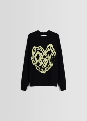 Черный демисезонный свитер Bershka