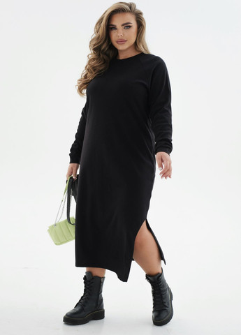 Черное повседневный, кэжуал теплое ангоровое платье с поясом в подарок футляр No Brand однотонное