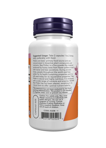 Добавка Bee Pollen 500mg - 100 caps Now Foods (272820720)