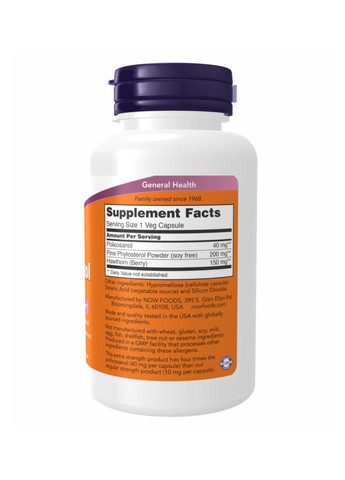 Полікозанол Policosanol 40mg Plus - 90 vcaps Now Foods (272820683)