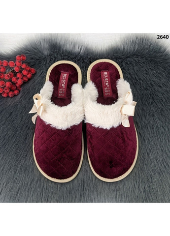 Бордовые тапочки женские теплые с закрытым носком Белста