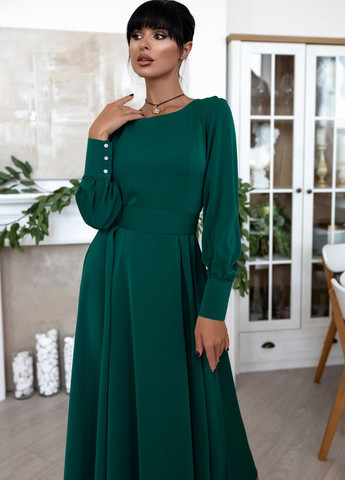 Зелена кежуал розкішна сукня міді кльош No Brand однотонна