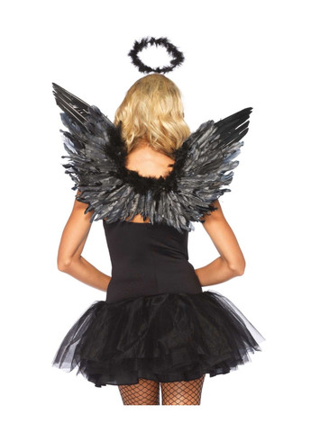 Прозрачный демисезонный крылья черного ангела angel accessory kit black, крылья, нимб Leg Avenue
