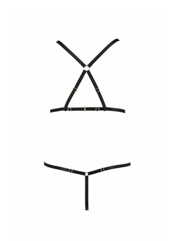 Прозорий демісезонний комплект білизни зі стреп armanda set black xxl/xxxl — exclusive Passion