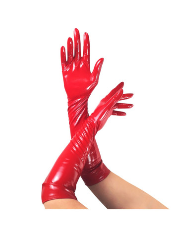 Прозрачный демисезонный глянцевые виниловые перчатки - lora, размер s, цвет красный Art of Sex