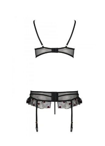 Прозрачный демисезонный сексуальный комплект с поясом для чулок lovelia set black xxl/xxxl - Passion