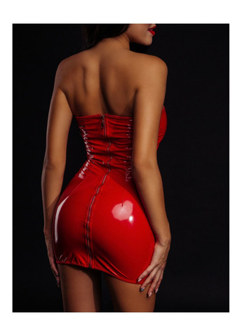 Прозрачный демисезонный платье лакированное красное “соблазнительница марго” l, молния на всю длину сзади D&A