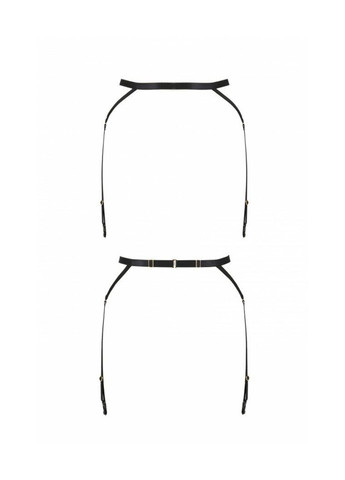 Прозрачный демисезонный пояс-стрепы с подвязками для чулок meggy garter belt black l/xl - exclusive Passion