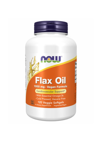 Лляна олія Flax Oil Org 1000mg - 120 vgels Now Foods (273182872)