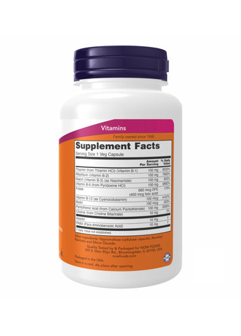 Вітамін B-100 B-100 - 100 vcaps Now Foods (273182878)