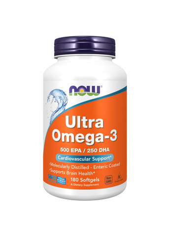 Рыбий жир Ultra Omega-3 Fish Oil - 180 Softgels Now Foods (273182881)
