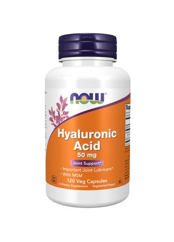 Гиалуроновая кислота с МСМ Hyaluronic Acid 50mg+MCM - 120 vcaps Now Foods (273182811)