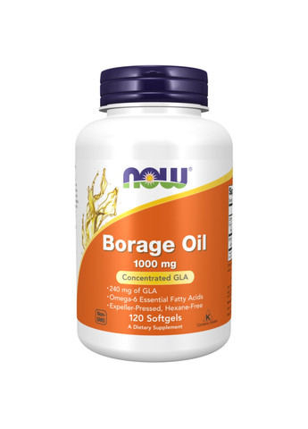 Олія огірочника Borage Oil 1000 mg - 120 sgels Now Foods (273182866)
