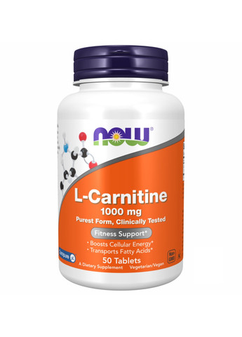 L-карнитин для похудения L-Carnitine 1000 mg - 50 tabs Now Foods (273182966)