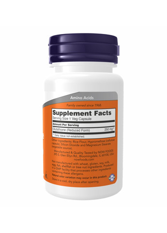 Глутатион, Glutathione 250mg - 60 vcaps Now Foods (273182969)