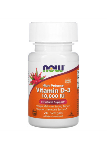 Витамин D-3 VIT D-3 10,000 IU - 240 sgels Now Foods (273182863)