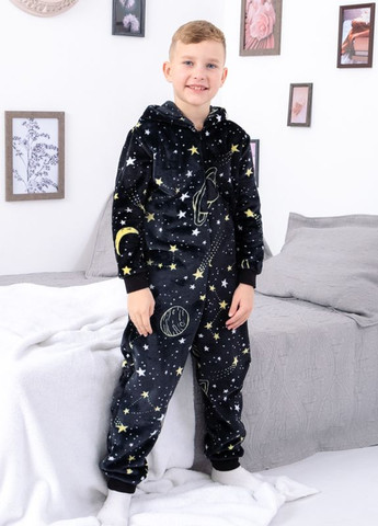 Черный зимний комбинезон для мальчика (с капюшоном) комбинезон-брюки Носи своє