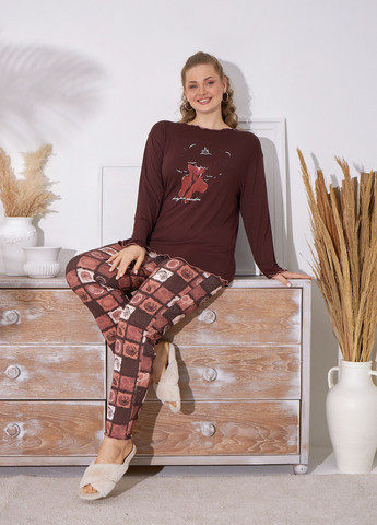 Коричневая пижама женская Sevim