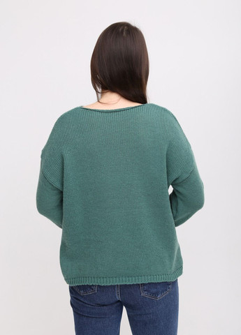 Зеленый демисезонный свитер женский зеленый вязаный тонкий свободный джемпер JEANSclub Вільна