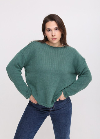 Зеленый демисезонный свитер женский зеленый вязаный тонкий свободный джемпер JEANSclub Вільна