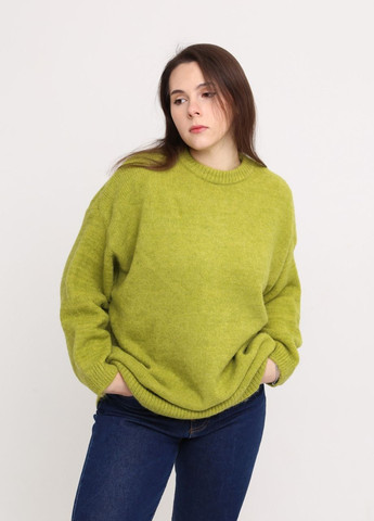 Зелений зимовий светр жіночий зелений зимовий подовжений оверсайз джемпер JEANSclub Вільна