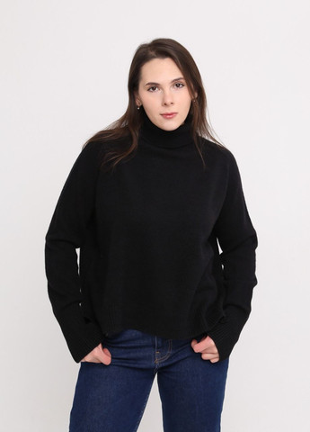 Чорний зимовий светр жіночий чорний широкий з коміром джемпер JEANSclub Вільна