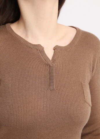 Коричневый демисезонный свитер женский коричневый тонкий прямой джемпер JEANSclub Пряма
