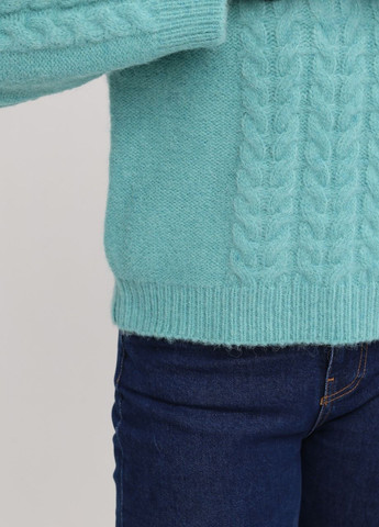 Бірюзовий зимовий светр жіночий ментоловий в'язаний косами теплий джемпер JEANSclub Пряма