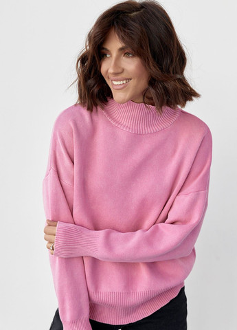 Рожевий зимовий жіночий светр у техніці тай-дай Lurex