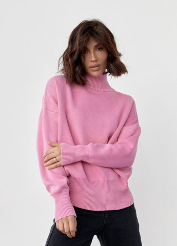 Розовый зимний женский свитер в технике тай-дай Lurex