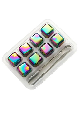 Кубики для охлаждения напитков цвета радуги набор 8 шт. камней для охлаждения виски и щипчики REMY-DECOR (274277391)