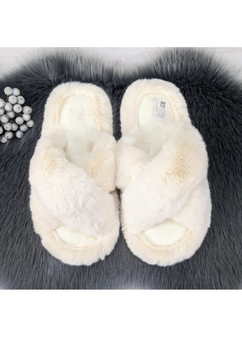 Белые тапочки женские меховые Lion