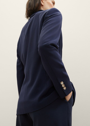 Синий женский пиджак Tom Tailor однотонный - демисезонный