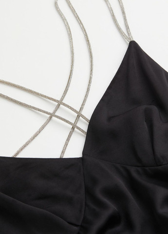 Чорна святковий сукня атласна H&M однотонна