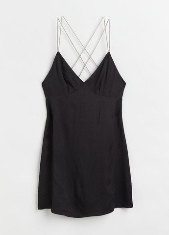 Чорна святковий сукня атласна H&M однотонна