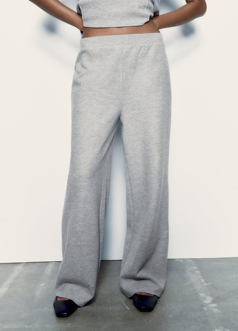 Светло-серые повседневный демисезонные брюки Zara