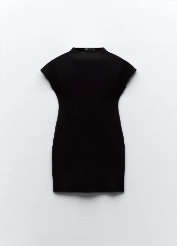 Черное повседневный платье Zara однотонное