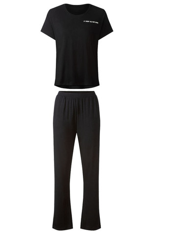 Черная всесезон пижама футболка + брюки Esmara