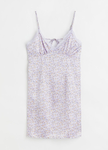Лавандовое повседневный платье атласное H&M с цветочным принтом