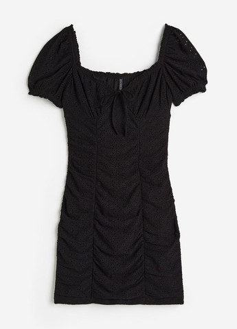 Черное повседневный платье с вышивкой H&M однотонное
