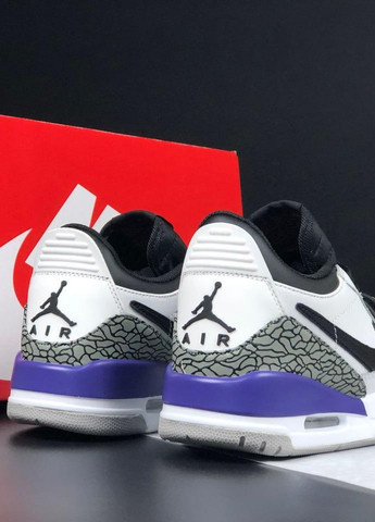 Белые демисезонные белые с черным\фиолетовым мужские кроссовки No Brand